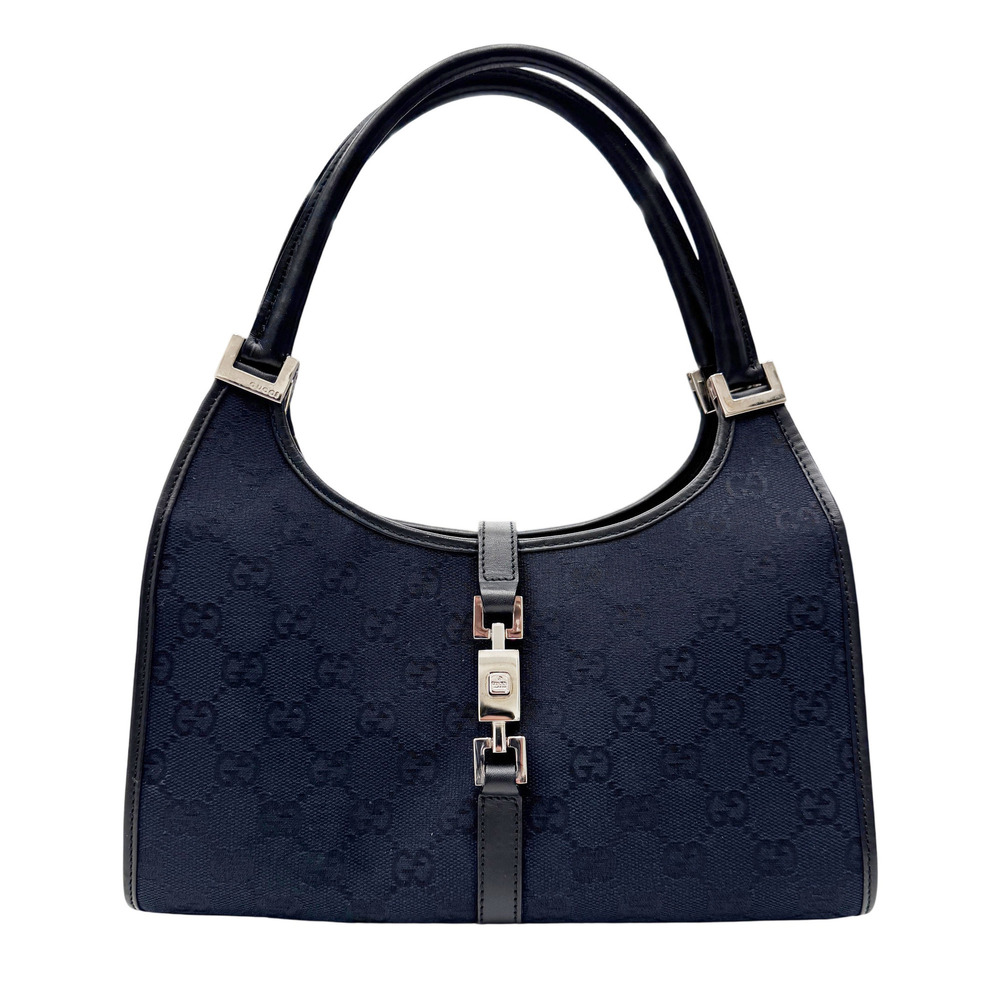 GUCCI Jackie 002・1068 GG Canvas Black Handbag for Women, Leather